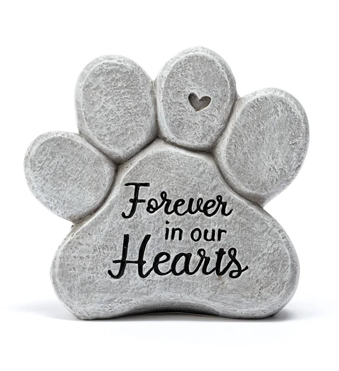 Forever in Our Hearts Paw Print Stone