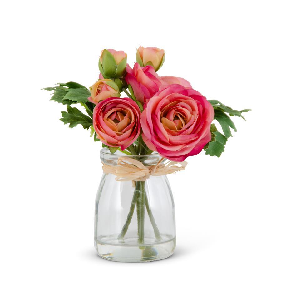Ranunculus Bouquet in Glass Vase w/ Faux Water