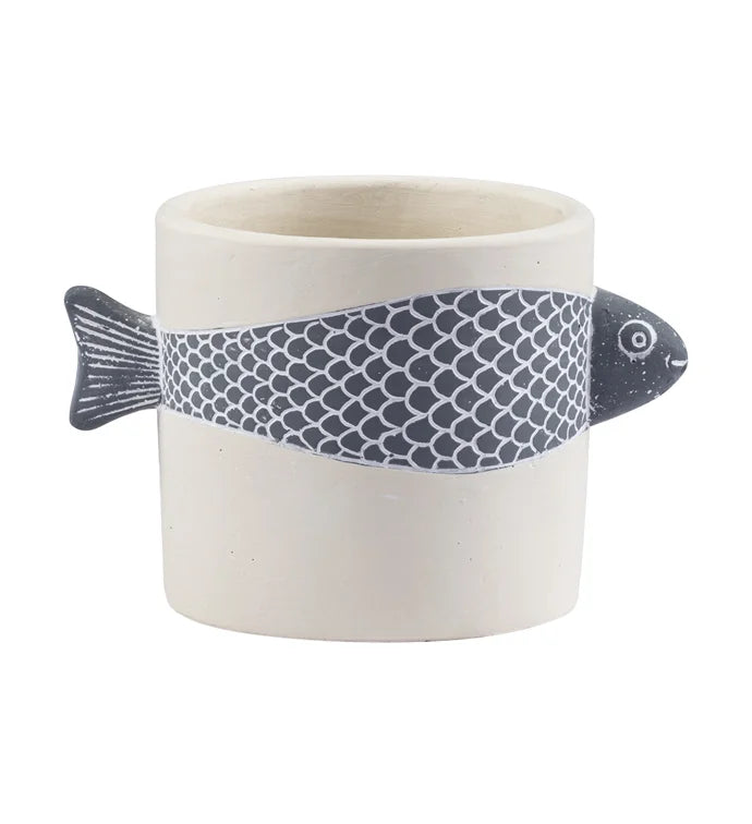 3-D Blue/White Fish Planter