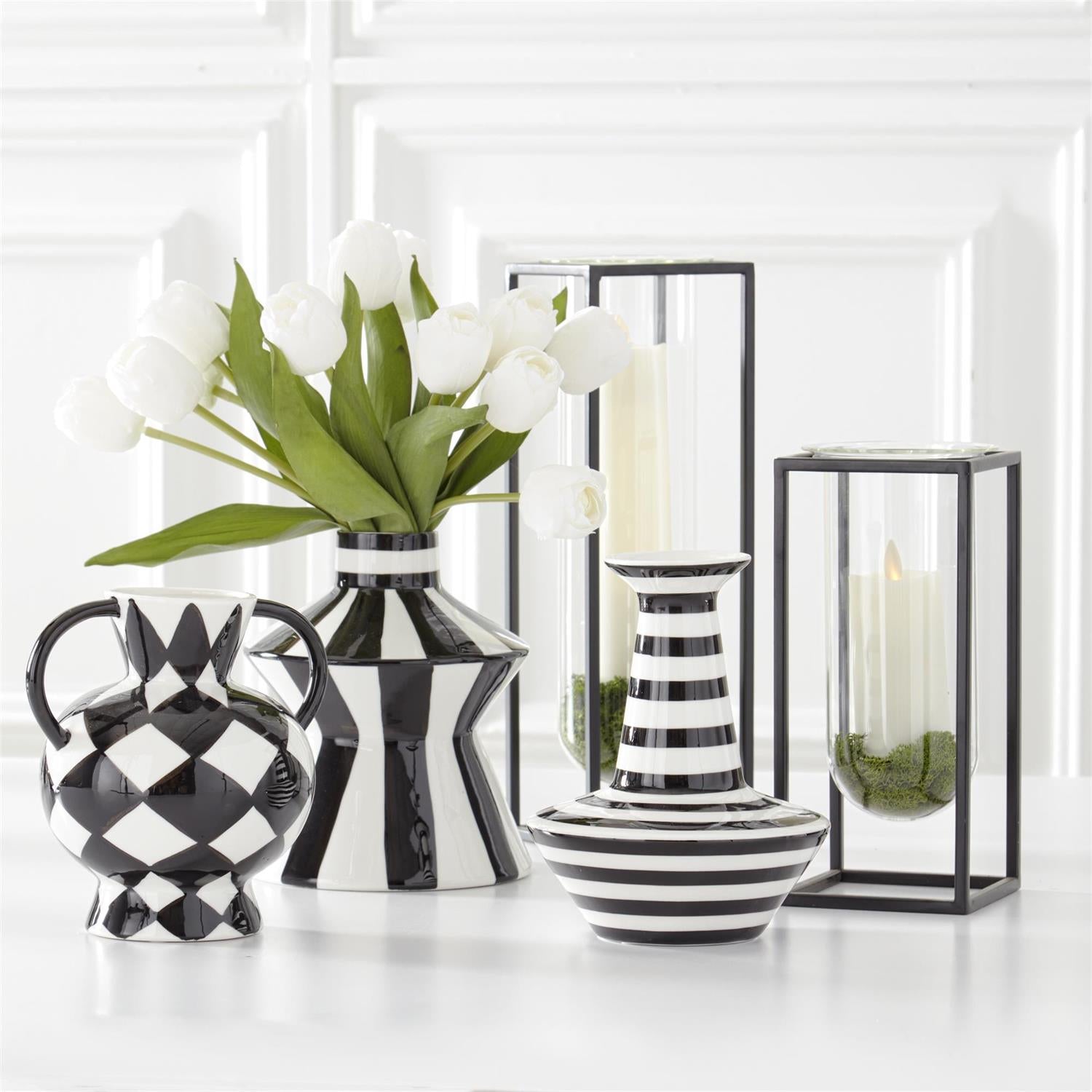 Glass Test Tube Vase in Black Metal