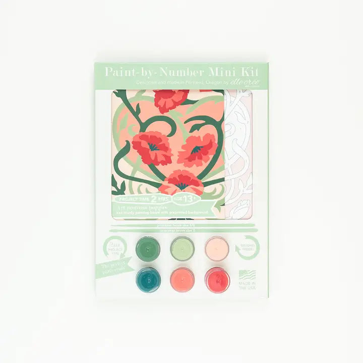 Art Nouveau Poppies Valentine Mini Paint by Number Kit