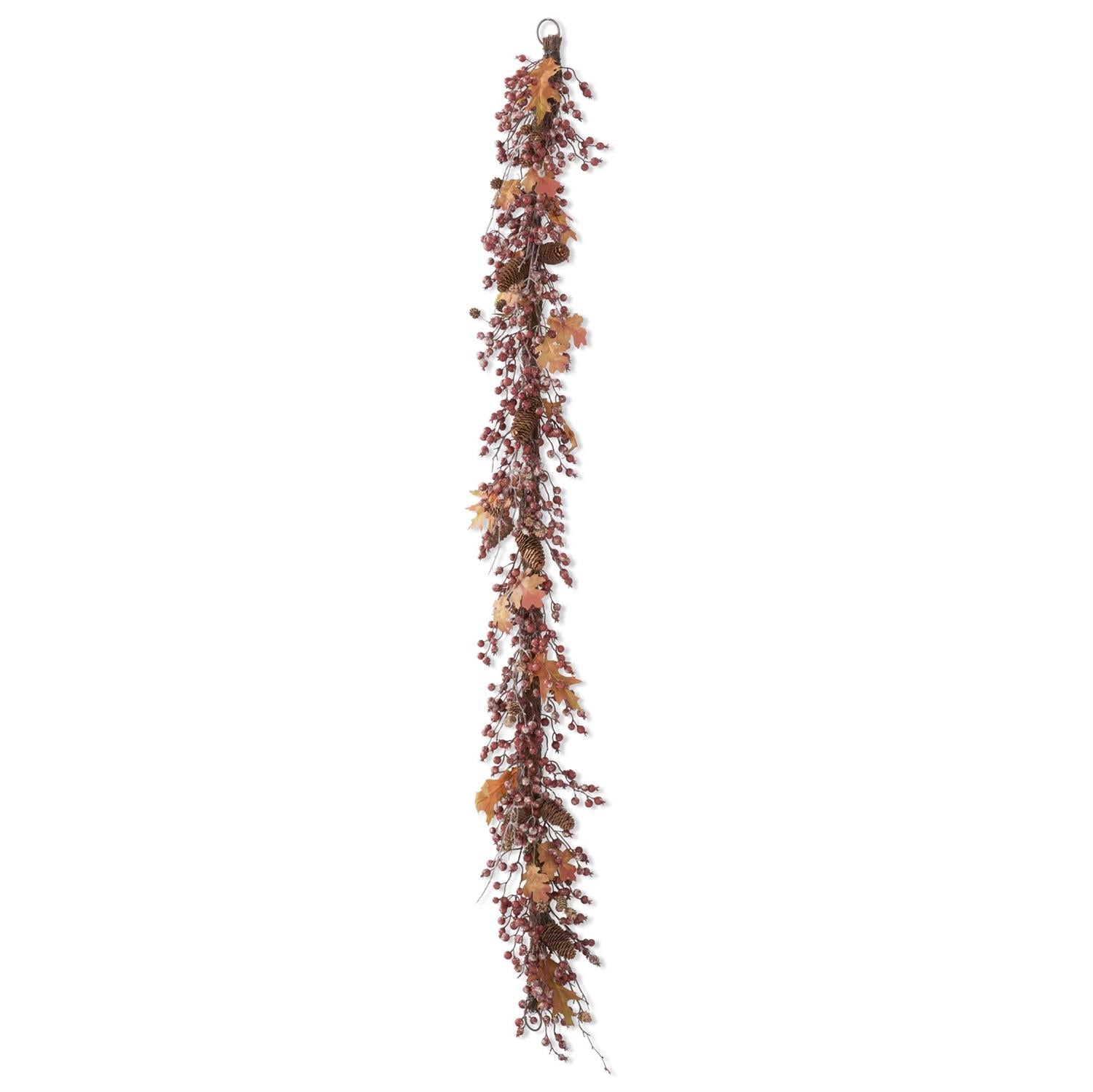 72 Inch Rosehip Twig & Pinecone Garland