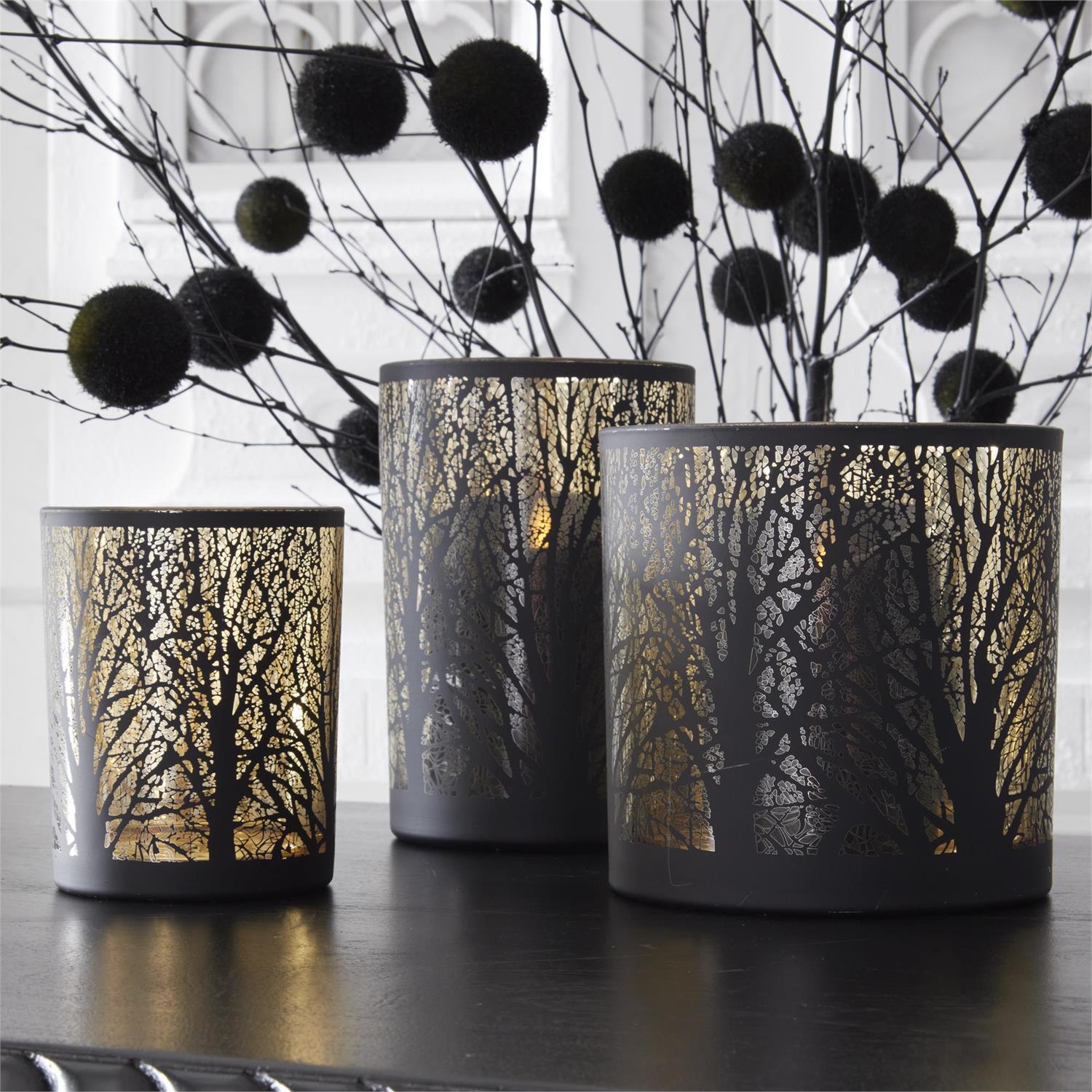 Black Tree w/Gold Interior Votive