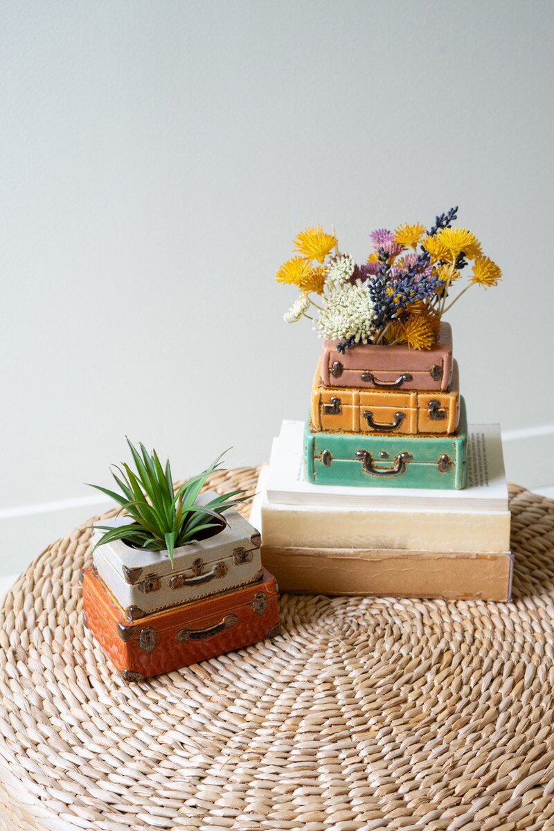 Ceramic Suit Case Planter