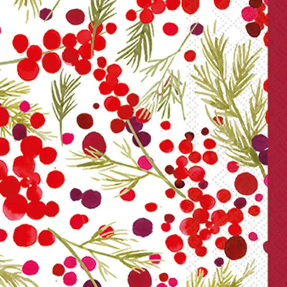 "Merry Berries Christmas Decorative Paper Napkins Pack of 16  "