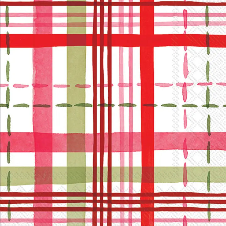 Merry Berry Plaid Christmas Paper Napkins