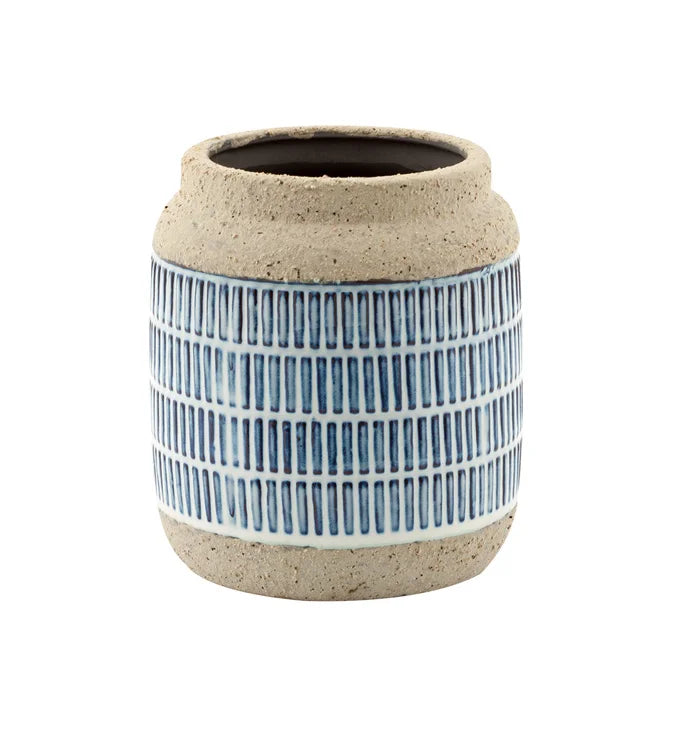 Blue/White Stitch Pattern Planter