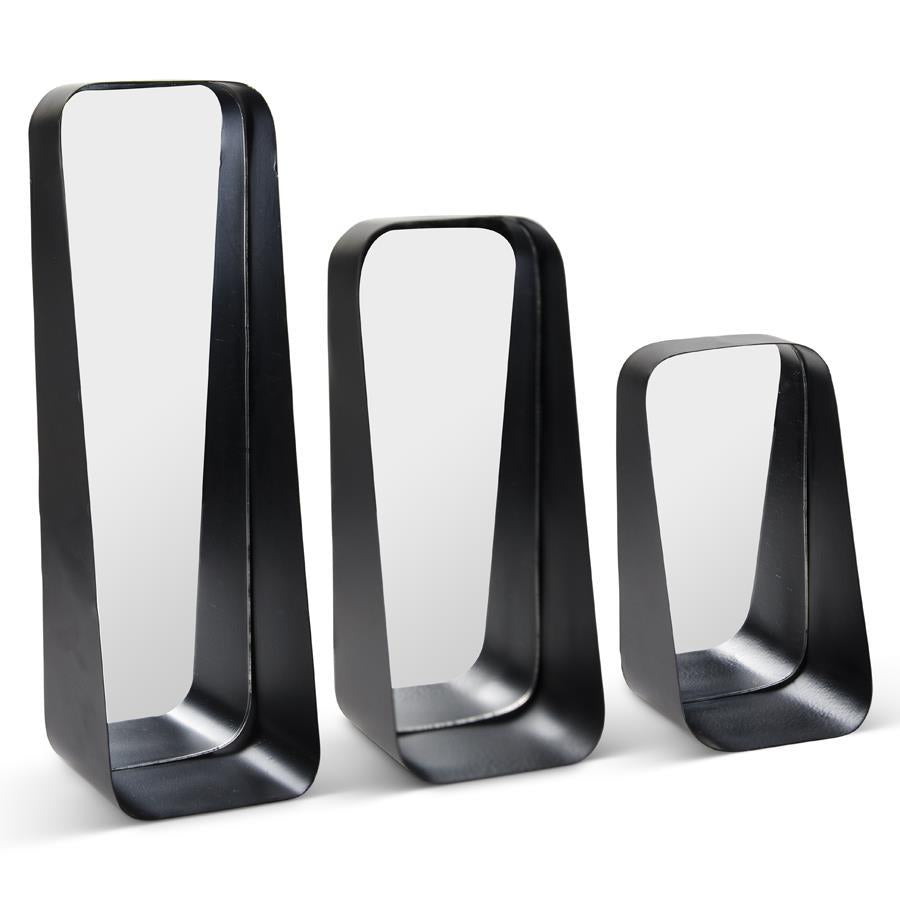 Black Rectangular Mirrored Wall Shelves